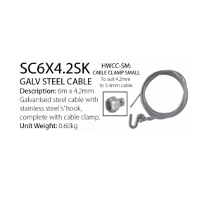 Trailer Winch - Winch Steel Cable (6m x 4.2mm)