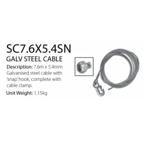 Trailer Winch - Winch Steel Cable (7.6m x 5.4mm)