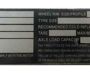Trailer Vin Compliance Plates (Stamped)