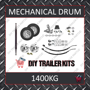 Single Axle Running Gear Kit - Mechanical Drum Brake 1400kg (Parts Only)