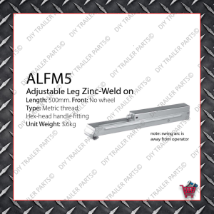 Adjustable Leg 500mm - Metric Thread - Front