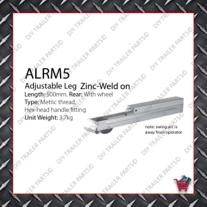 Adjustable Leg 500mm - Metric Thread - Front