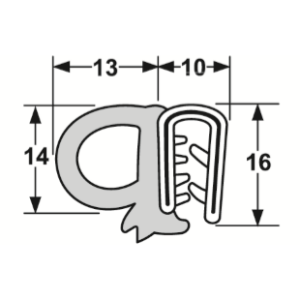 Trailer Door Seal - PVC Side Bulb Sponge (per metre)